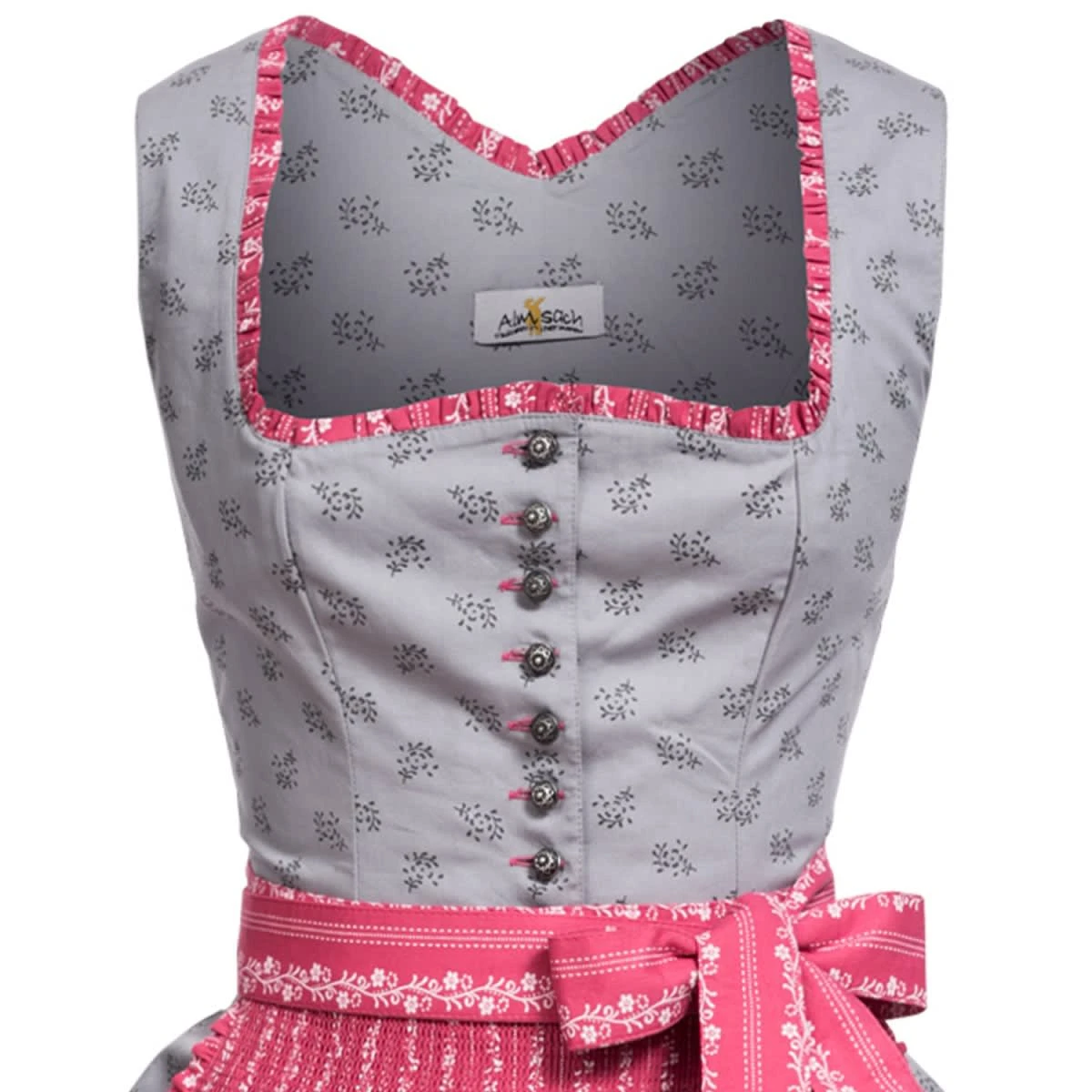 Almsach Midi Dirndl In Grau 4 Almsach Midi Dirndl In Grau – Bild 2