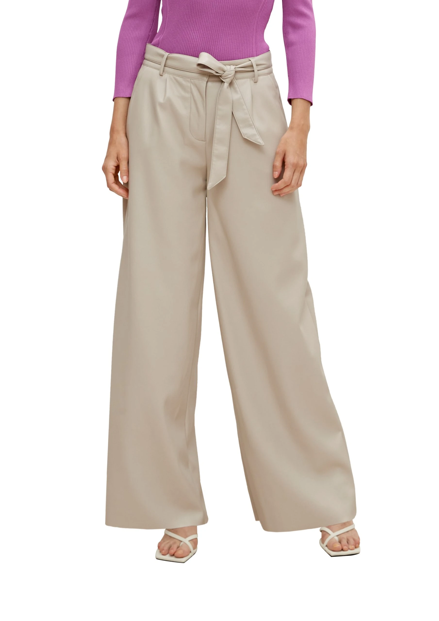 Comma Kunstleder-Hose Beige 6 Comma Kunstleder-Hose Beige – Bild 4