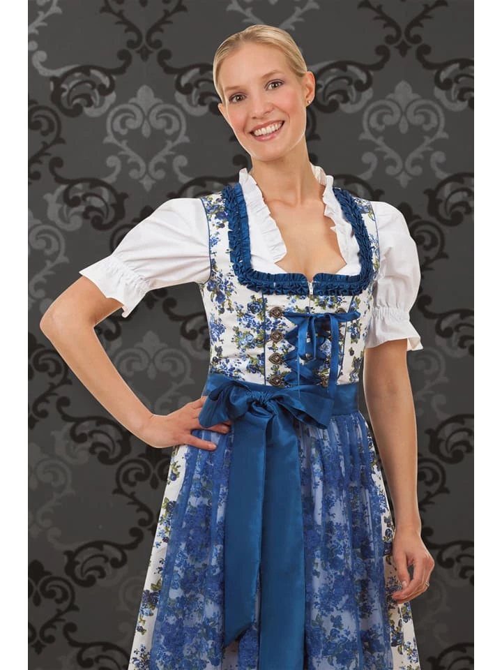 Edelnice Dirndl "Estefania" In Weiß/ Blau 6 Edelnice Dirndl "Estefania" In Weiß/ Blau – Bild 4