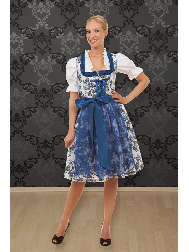 Edelnice Dirndl "Estefania" In Weiß/ Blau 3 Edelnice Dirndl "Estefania" In Weiß/ Blau
