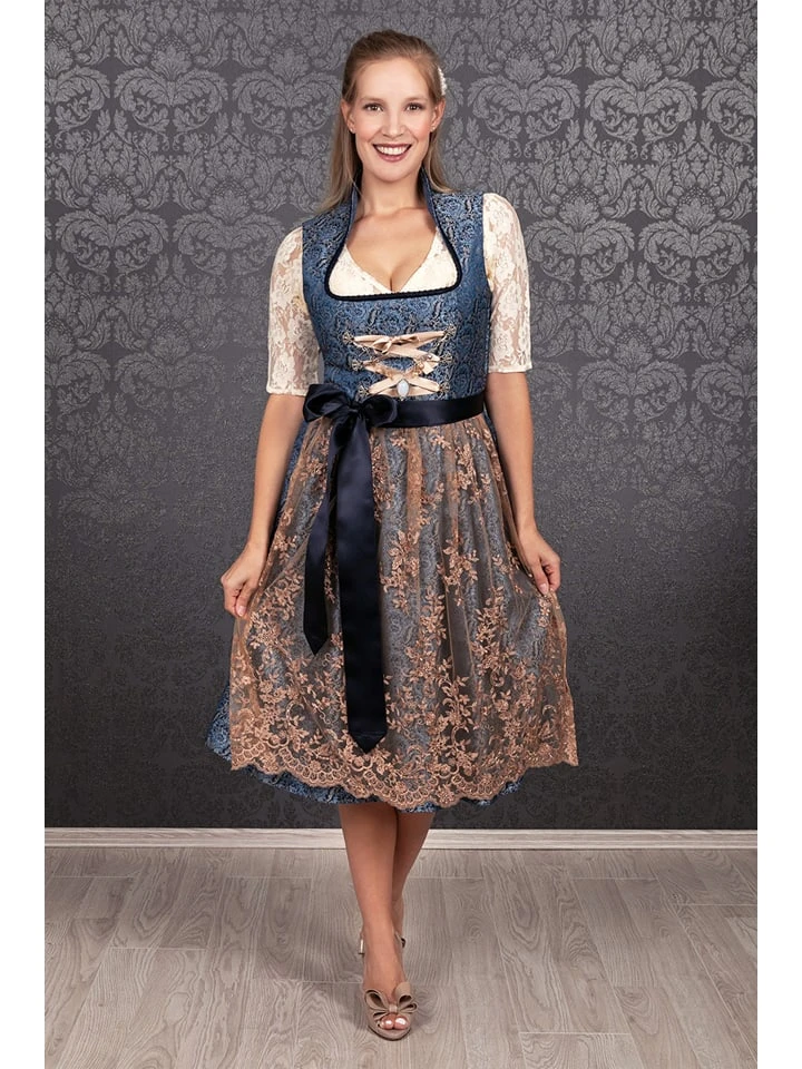 Edelnice Dirndl "Estelle" In Blau/ Creme 4 Edelnice Dirndl "Estelle" In Blau/ Creme – Bild 2