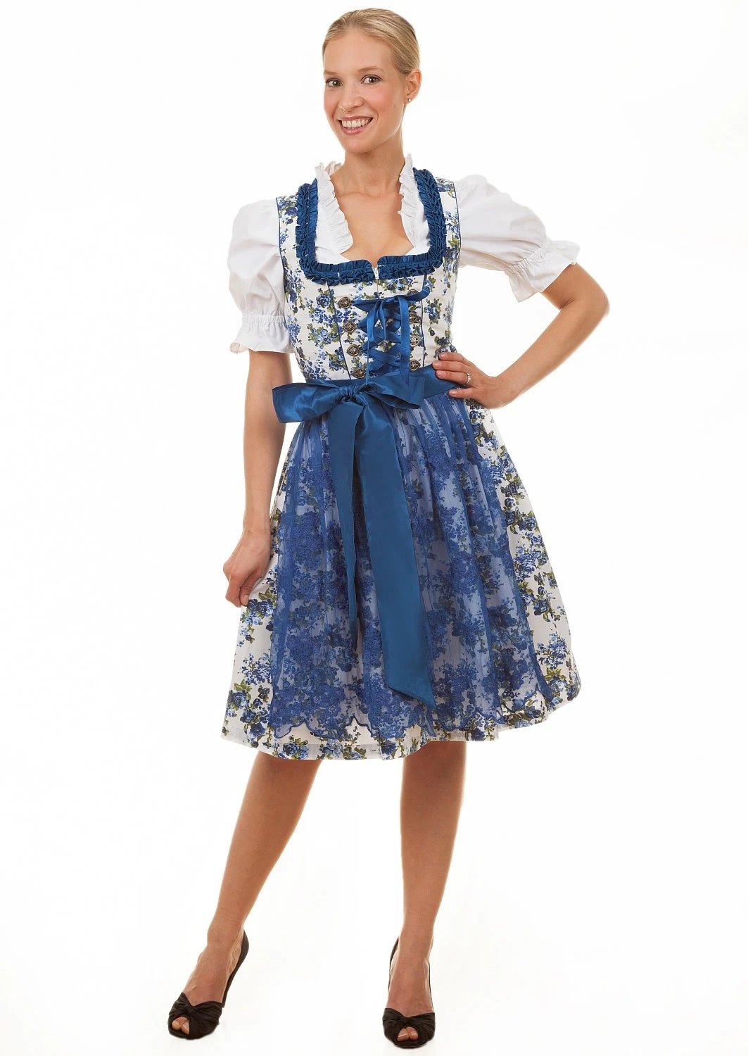 Edelnice Midi Dirndl 2-teilig Estefania In Blau 6 Edelnice Midi Dirndl 2-teilig Estefania In Blau – Bild 4