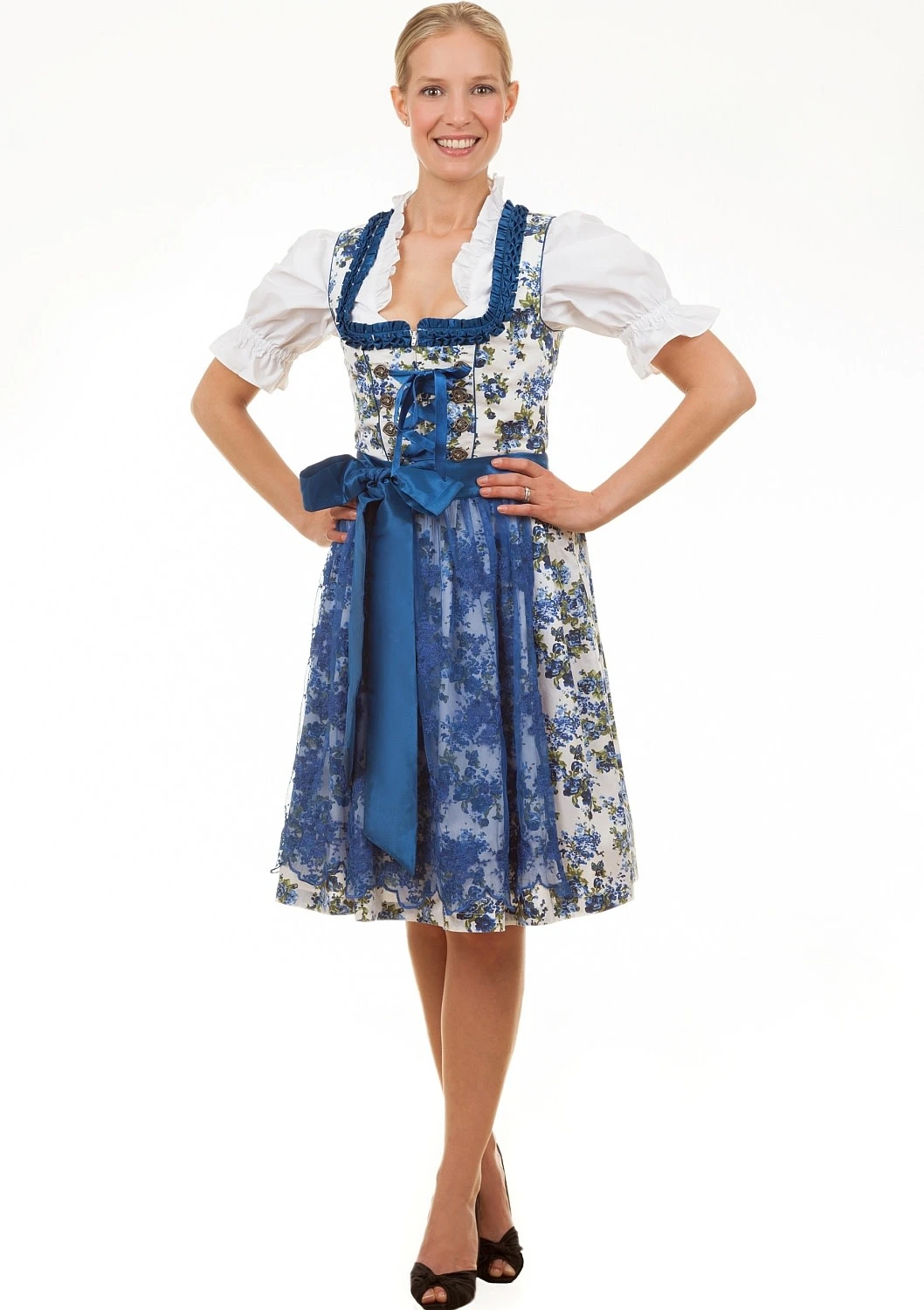 Edelnice Midi Dirndl 2-teilig Estefania In Blau 8 Edelnice Midi Dirndl 2-teilig Estefania In Blau – Bild 6