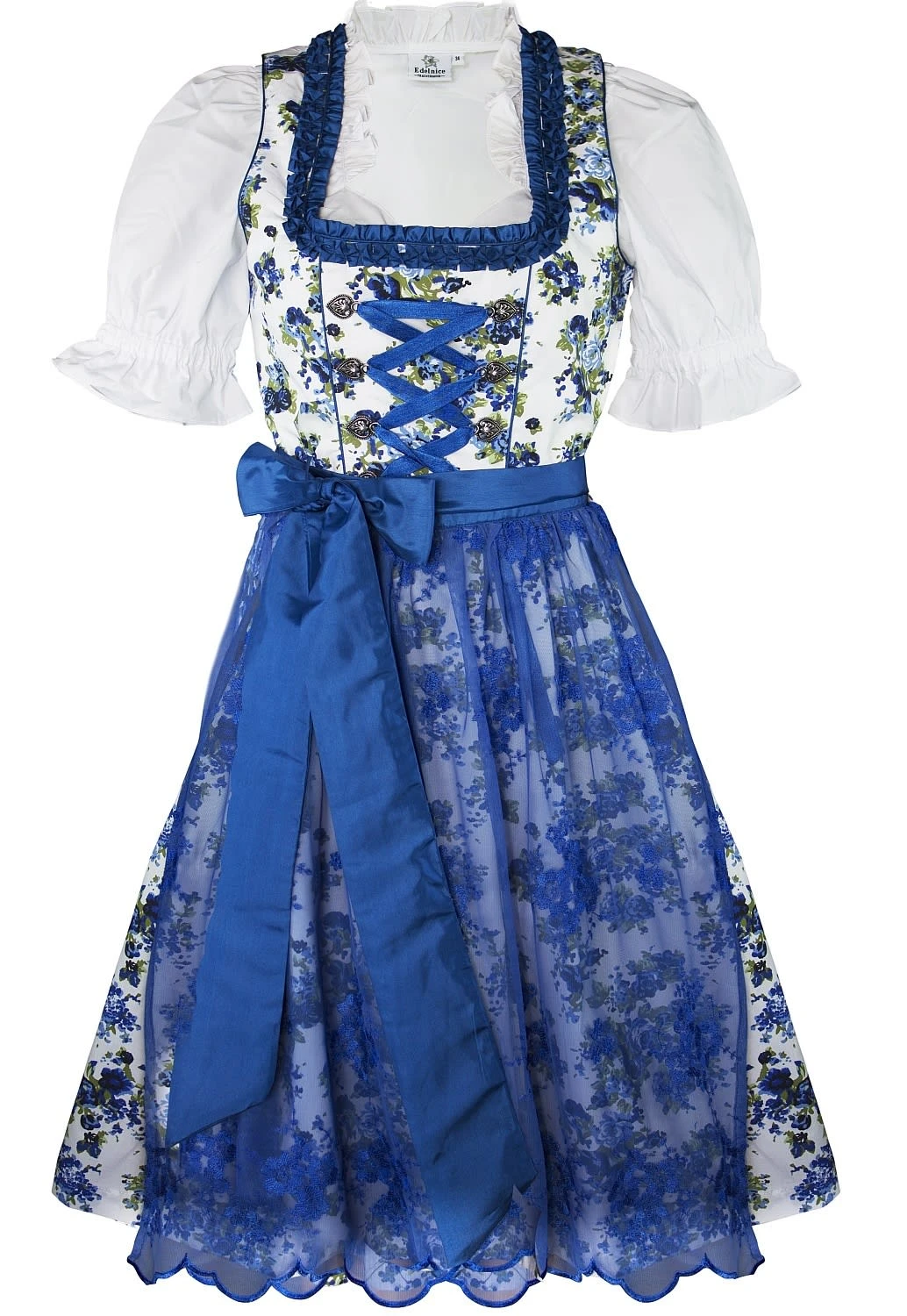 Edelnice Midi Dirndl 2-teilig Estefania In Blau 3 Edelnice Midi Dirndl 2-teilig Estefania In Blau