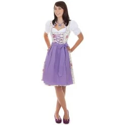 Edelnice Mini Dirndl 3-teilig In Weiß Lila -Dirndl Geschäft edelnice mini dirndl 3 teilig in weiss lila 2