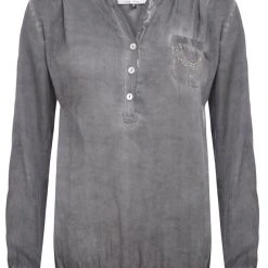 Hangowear Trachtenbluse In Grau -Dirndl Geschäft hangowear trachtenbluse in grau 1