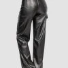 HELLO MISS Cargo Hose Coated Denim Leder Optik Stretch Pants Beschichtet In Schwarz