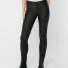 JACQUELINE DE YONG Skinny Jeans Leder Optik High Waist Stretch Coated Denim Pants In Schwarz -Dirndl Geschäft jacqueline de yong skinny jeans leder optik high waist stretch coated denim pants in schwarz