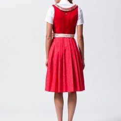 LENI VON CS Midi-Dirndl "Jasmin" In Rot/ Creme -Dirndl Geschäft leni von cs midi dirndl jasmin in rot creme 1