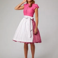LENI VON CS Midi-Dirndl "Julchen" In Pink/ Weiß -Dirndl Geschäft leni von cs midi dirndl julchen in pink weiss 4