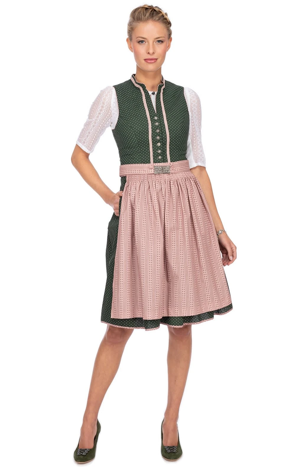 MarJo Mini Dirndl 2tlg. 58cm CORALIE Grün Creme 7 MarJo Mini Dirndl 2tlg. 58cm CORALIE Grün Creme – Bild 5