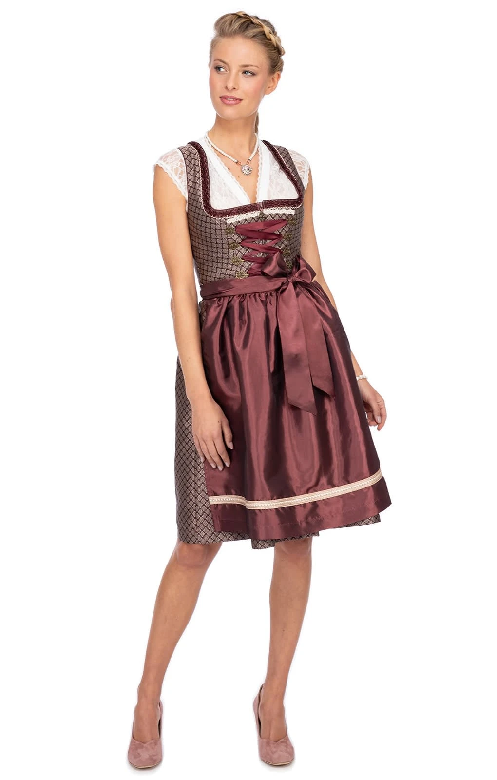 MarJo Mini Dirndl 2tlg. 58cm KÄTHE Burgund Gold 7 MarJo Mini Dirndl 2tlg. 58cm KÄTHE Burgund Gold – Bild 5