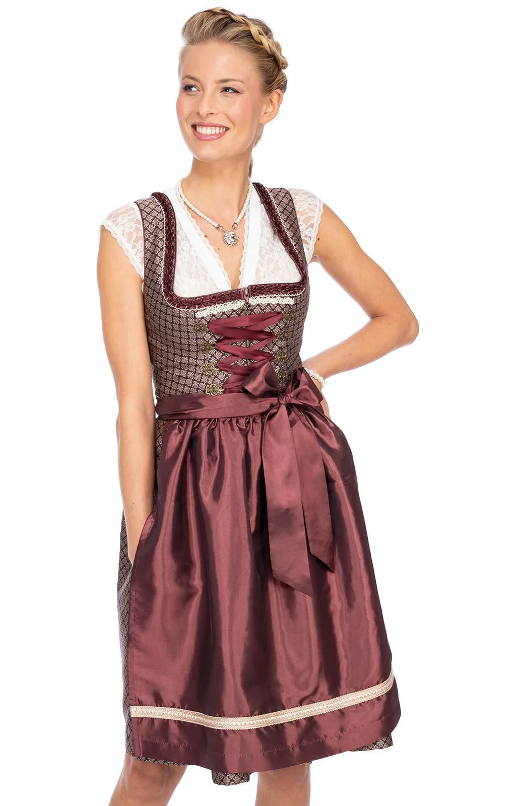 MarJo Mini Dirndl 2tlg. 58cm KÄTHE Burgund Gold 11 MarJo Mini Dirndl 2tlg. 58cm KÄTHE Burgund Gold – Bild 9