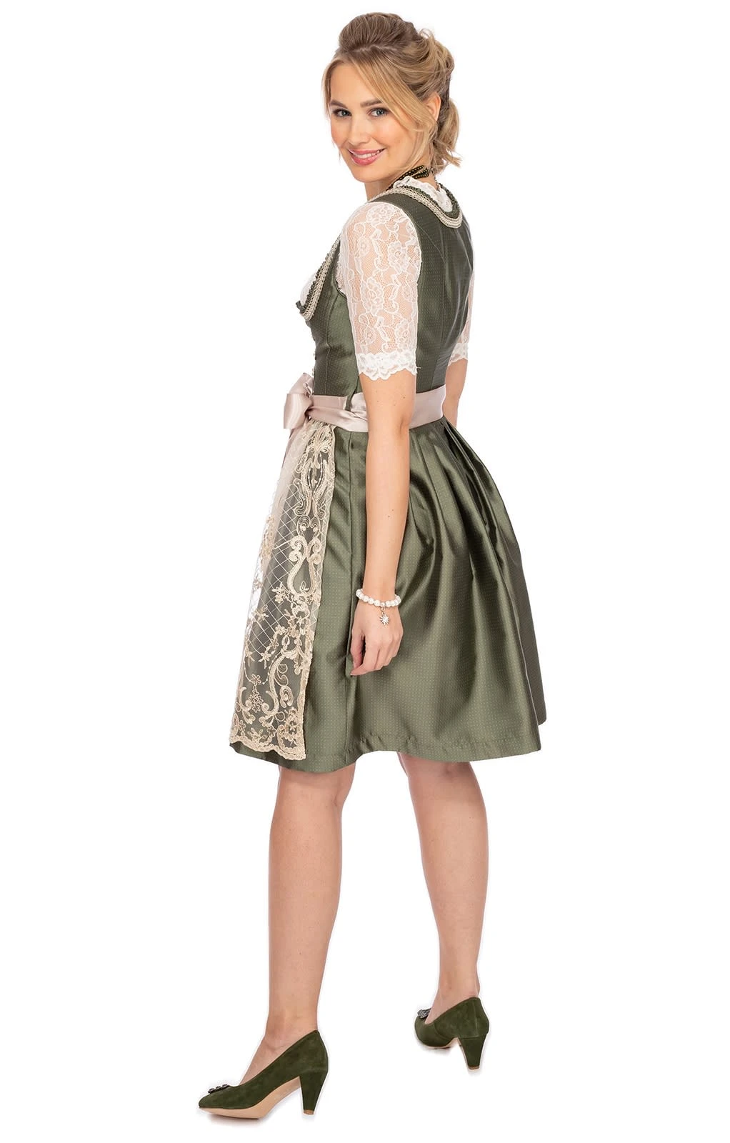 MarJo Mini Dirndl 2tlg. 58cm LOTTE Grün Creme 6 MarJo Mini Dirndl 2tlg. 58cm LOTTE Grün Creme – Bild 4