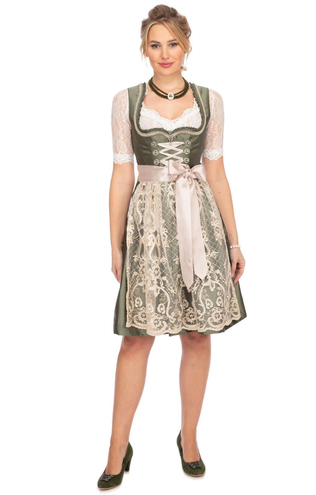 MarJo Mini Dirndl 2tlg. 58cm LOTTE Grün Creme 7 MarJo Mini Dirndl 2tlg. 58cm LOTTE Grün Creme – Bild 5