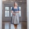 Melega Dirndl "Quirina" In Blau/ Grau -Dirndl Geschäft melega dirndl quirina in blau grau