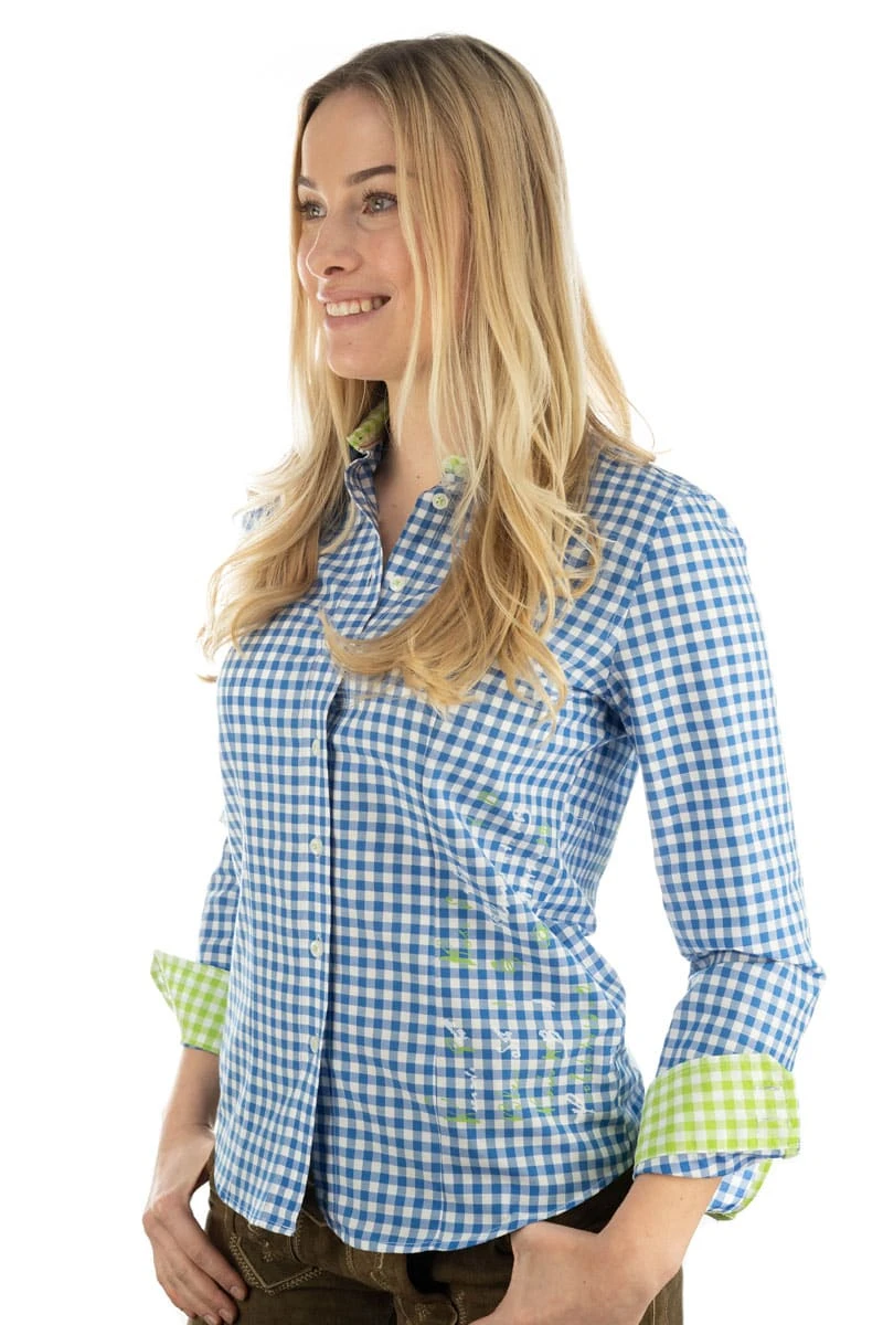 OS-Trachten Trachtenbluse Cridam In Mittelblau 3 OS-Trachten Trachtenbluse Cridam In Mittelblau