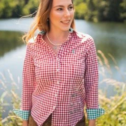 OS-Trachten Trachtenbluse Cridam In Mittelrot -Dirndl Geschäft os trachten trachtenbluse cridam in mittelrot 4