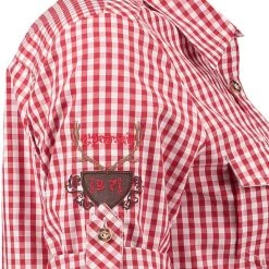 OS-Trachten Trachtenbluse Fronix In Mittelrot -Dirndl Geschäft os trachten trachtenbluse fronix in mittelrot 3