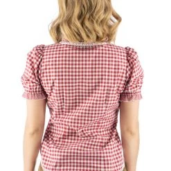 OS-Trachten Trachtenbluse Poror In Mittelrot -Dirndl Geschäft os trachten trachtenbluse poror in mittelrot 1