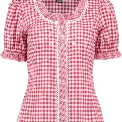 OS-Trachten Trachtenbluse Poror In Mittelrot -Dirndl Geschäft os trachten trachtenbluse poror in mittelrot 2