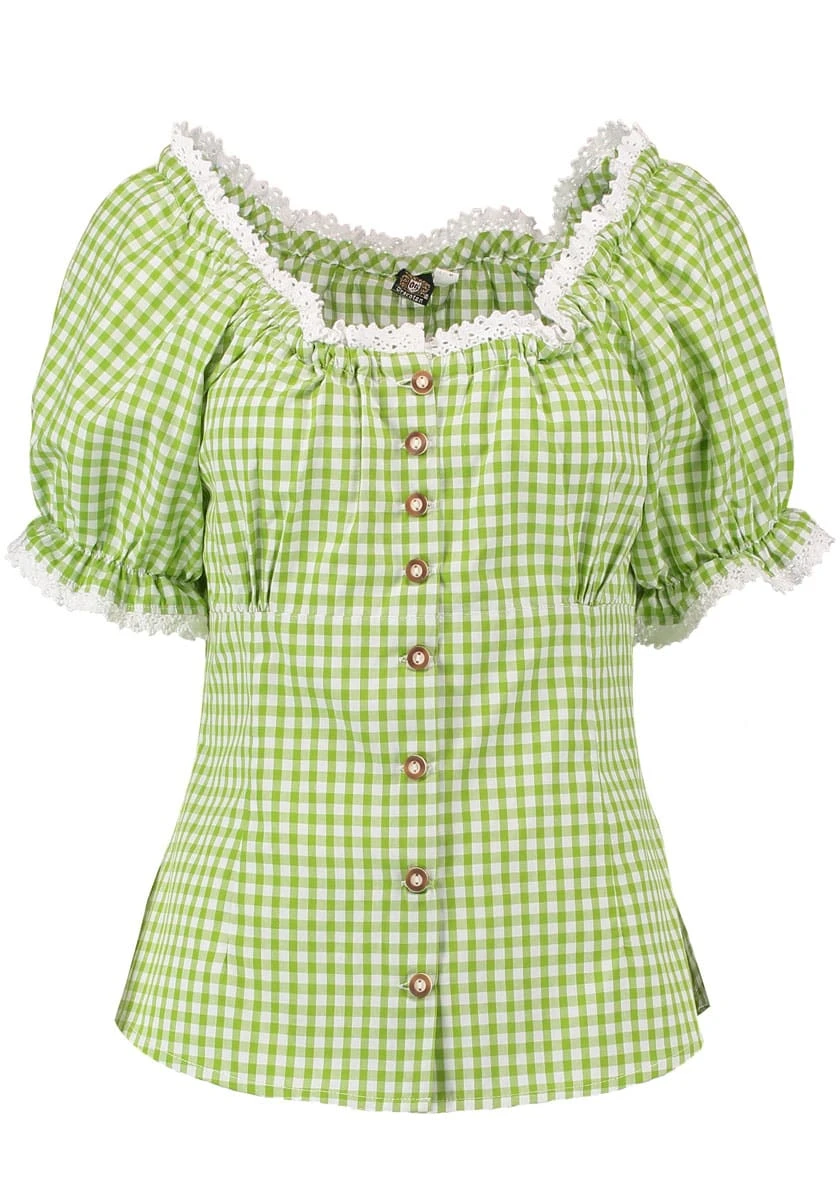 OS-Trachten Trachtenbluse Viwod In Giftgrün 5 OS-Trachten Trachtenbluse Viwod In Giftgrün – Bild 3