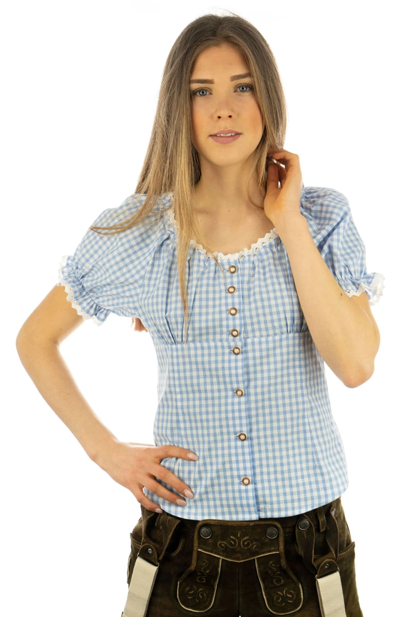 OS-Trachten Trachtenbluse Viwod In Hellblau/bleu 3 OS-Trachten Trachtenbluse Viwod In Hellblau/bleu