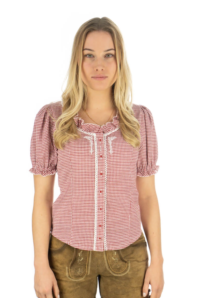 OS-Trachten Trachtenbluse Zamara In Mittelrot 3 OS-Trachten Trachtenbluse Zamara In Mittelrot