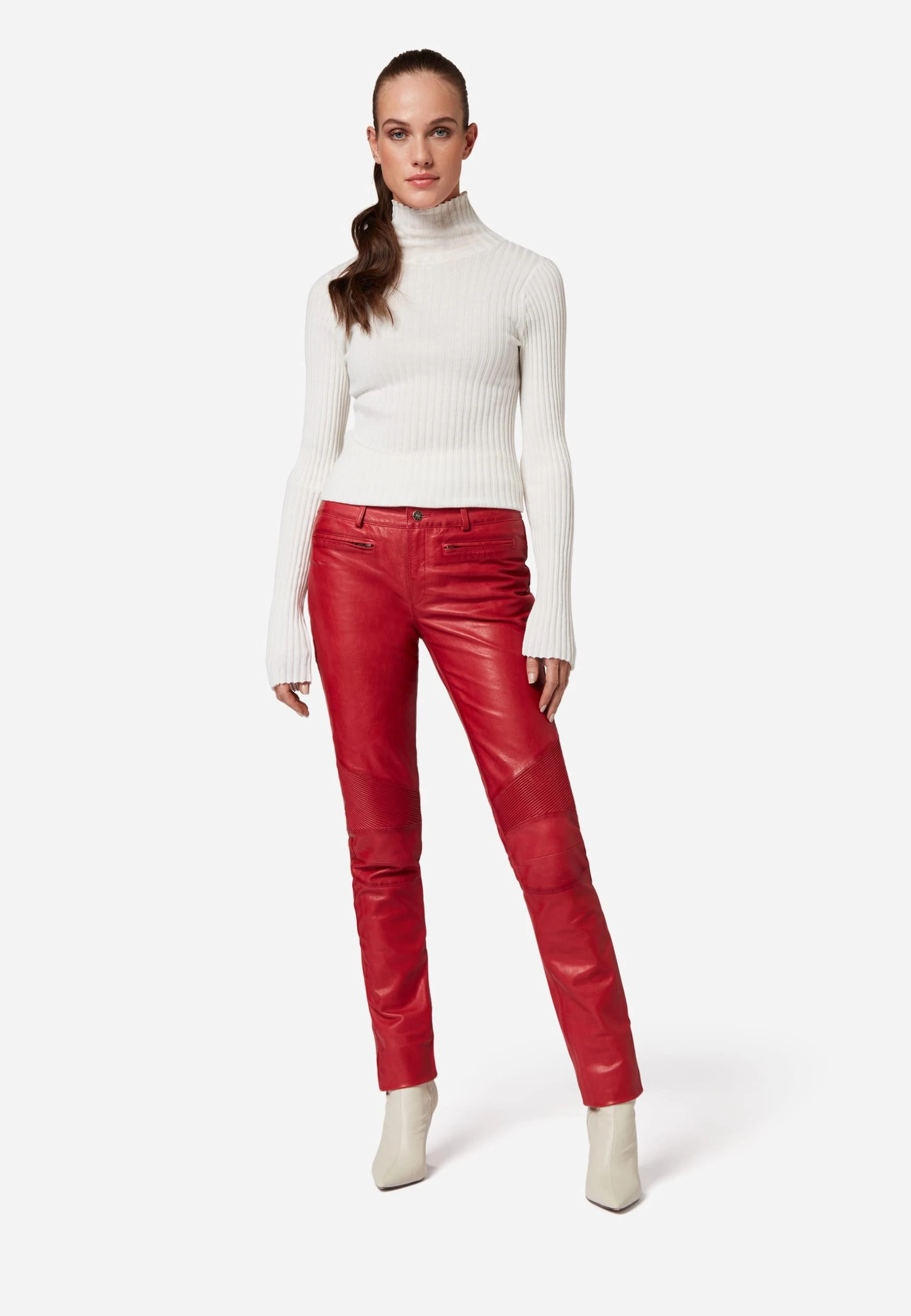 RICANO Lederhose Donna In Rot 4 RICANO Lederhose Donna In Rot – Bild 2