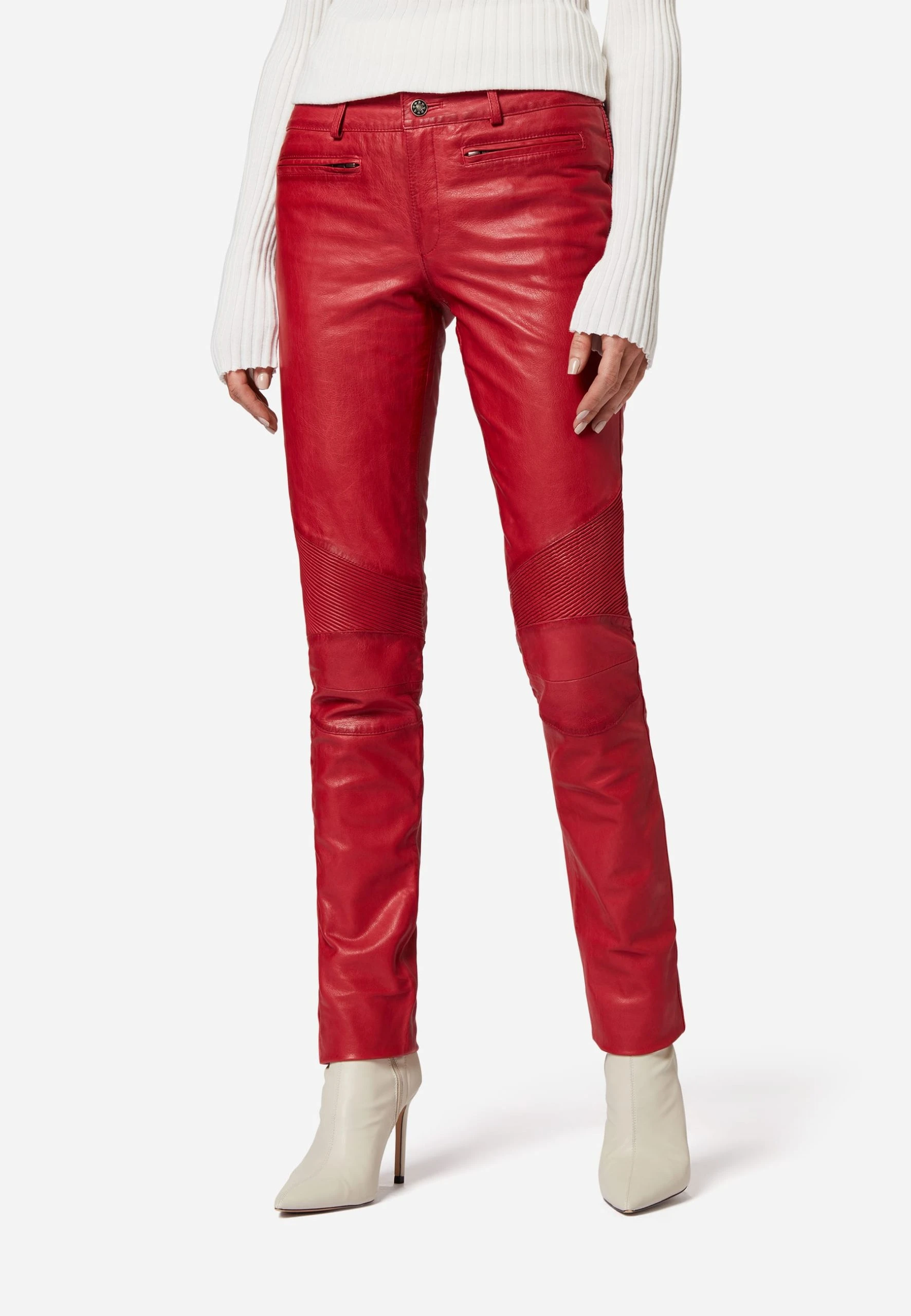 RICANO Lederhose Donna In Rot 3 RICANO Lederhose Donna In Rot