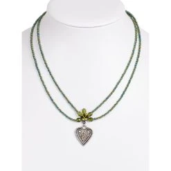 Schuhmacher Halskette 2 Reihig Aus Perlen, 13007 Oliv