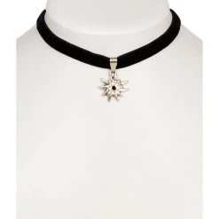 Schuhmacher Halskette 9197 Samtband Edelweiss, Schwarz