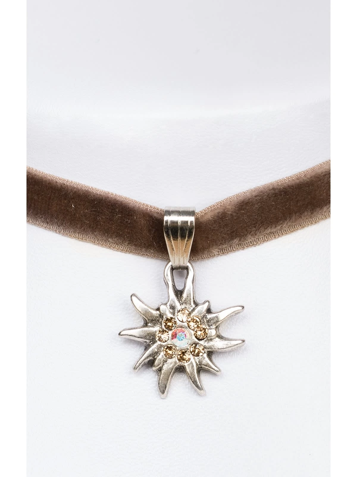 Schuhmacher Halskette 9197 Samtband Edelweiss, Taupe 4 Schuhmacher Halskette 9197 Samtband Edelweiss, Taupe – Bild 2