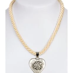 Schuhmacher Halskette K100 Kordel Herz Mit Edelweiss, Beige