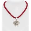Schuhmacher Halskette K100 Kordel Herz Mit Edelweiss Bordeaux