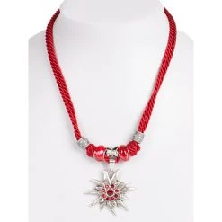 Schuhmacher Kette 12702 Mit 2facher Kordel Und Edelweiss, Bordeaux