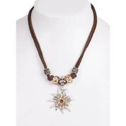 Schuhmacher Kette 12702 Mit 2facher Kordel Und Edelweiss, Braun