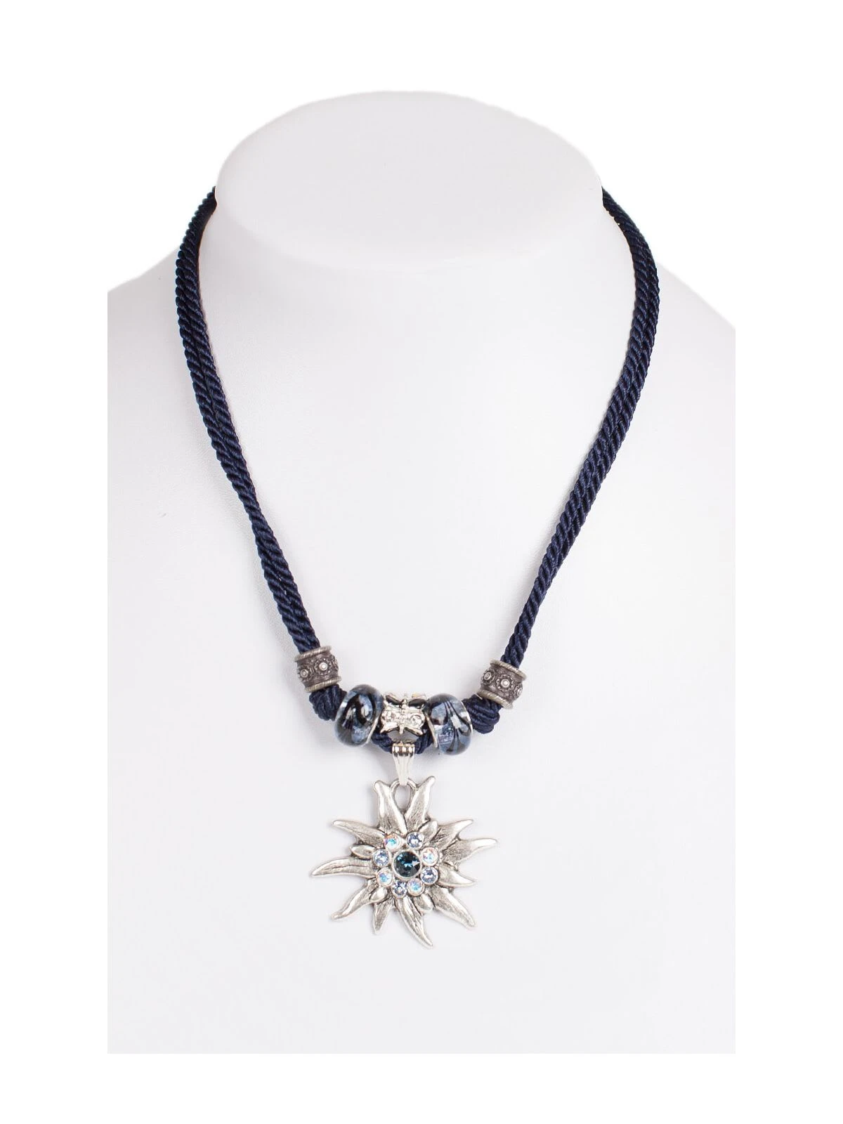 Schuhmacher Kette 12702 Mit 2facher Kordel Und Edelweiss, Marine 3 Schuhmacher Kette 12702 Mit 2facher Kordel Und Edelweiss, Marine