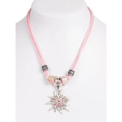 Schuhmacher Kette 12702 Mit 2facher Kordel Und Edelweiss, Rosa