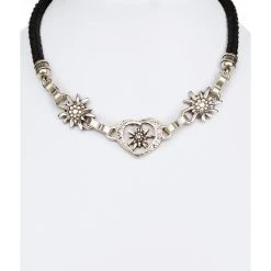 Schuhmacher Kordelkette K7002 Herz Und Edelweiss Schwarz