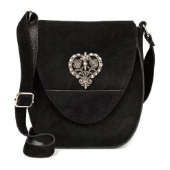 Schuhmacher Trachten Ledertasche TA30410 Herz, Schwarz
