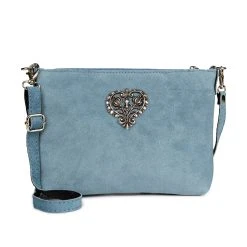 Schuhmacher Wildleder Trachtentasche TA30540 Metallherz, Graublau