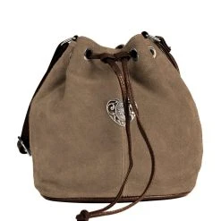 Schuhmacher Wildlederbeutel TA30210 Mit Metallherz, Grau Braun