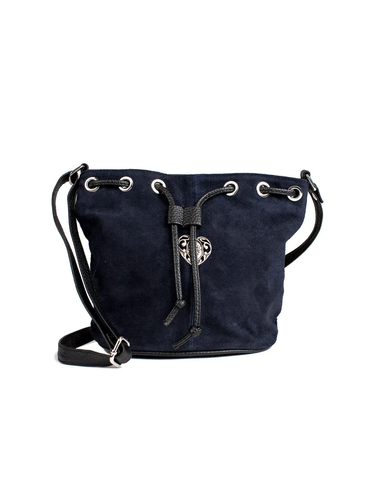 Schuhmacher Wildlederbeutel TA30210 Mit Metallherz, Marine 5 Schuhmacher Wildlederbeutel TA30210 Mit Metallherz, Marine – Bild 3