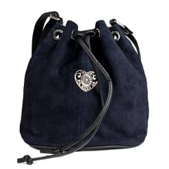 Schuhmacher Wildlederbeutel TA30210 Mit Metallherz, Marine