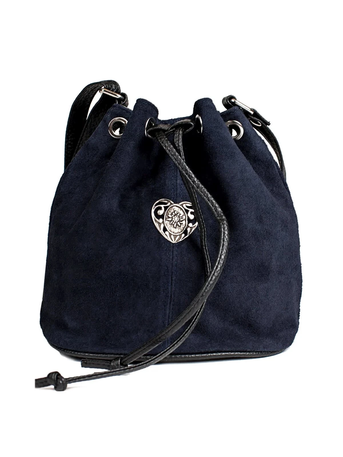 Schuhmacher Wildlederbeutel TA30210 Mit Metallherz, Marine 3 Schuhmacher Wildlederbeutel TA30210 Mit Metallherz, Marine