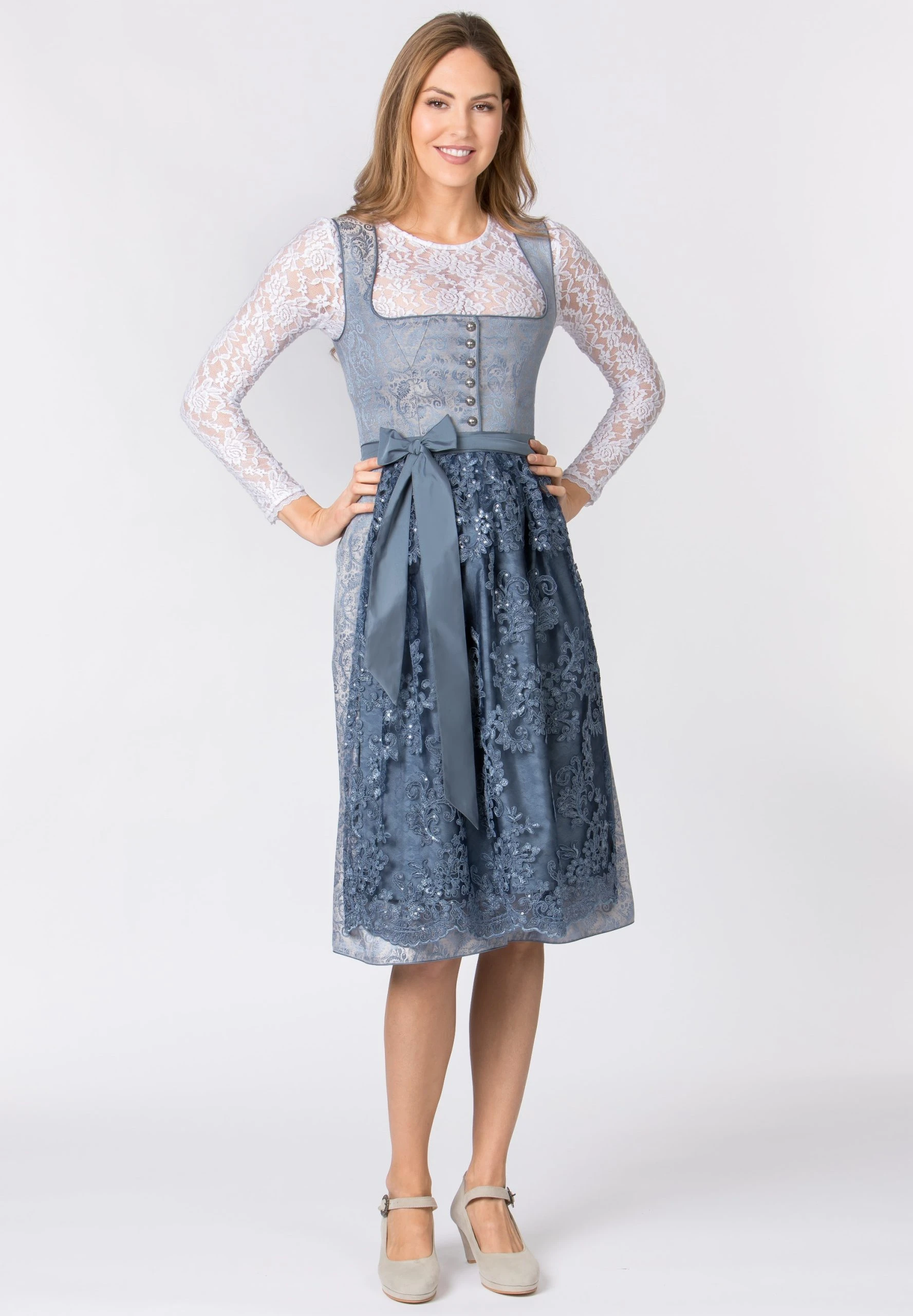 Stockerpoint Langes Dirndl "Sidonia" In Rauchblau 4 Stockerpoint Langes Dirndl "Sidonia" In Rauchblau – Bild 2