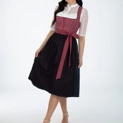 Turi Landhaus Dirndl In Bordeaux/ Schwarz