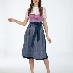 Turi Landhaus Dirndl In Lila/ Dunkelblau